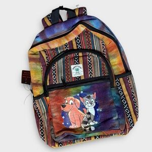Colorful NEW Hemp Backpack with Dog and Cat Design